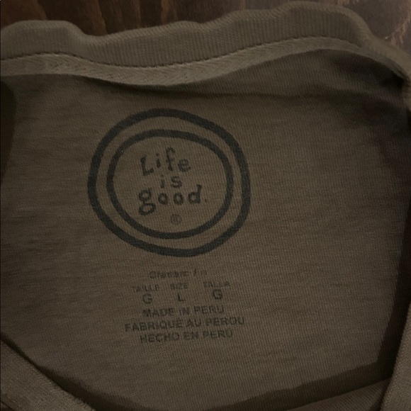 Life Is Good Cropped light Olive BBQ T-Shirt L - Picture 2 of 6